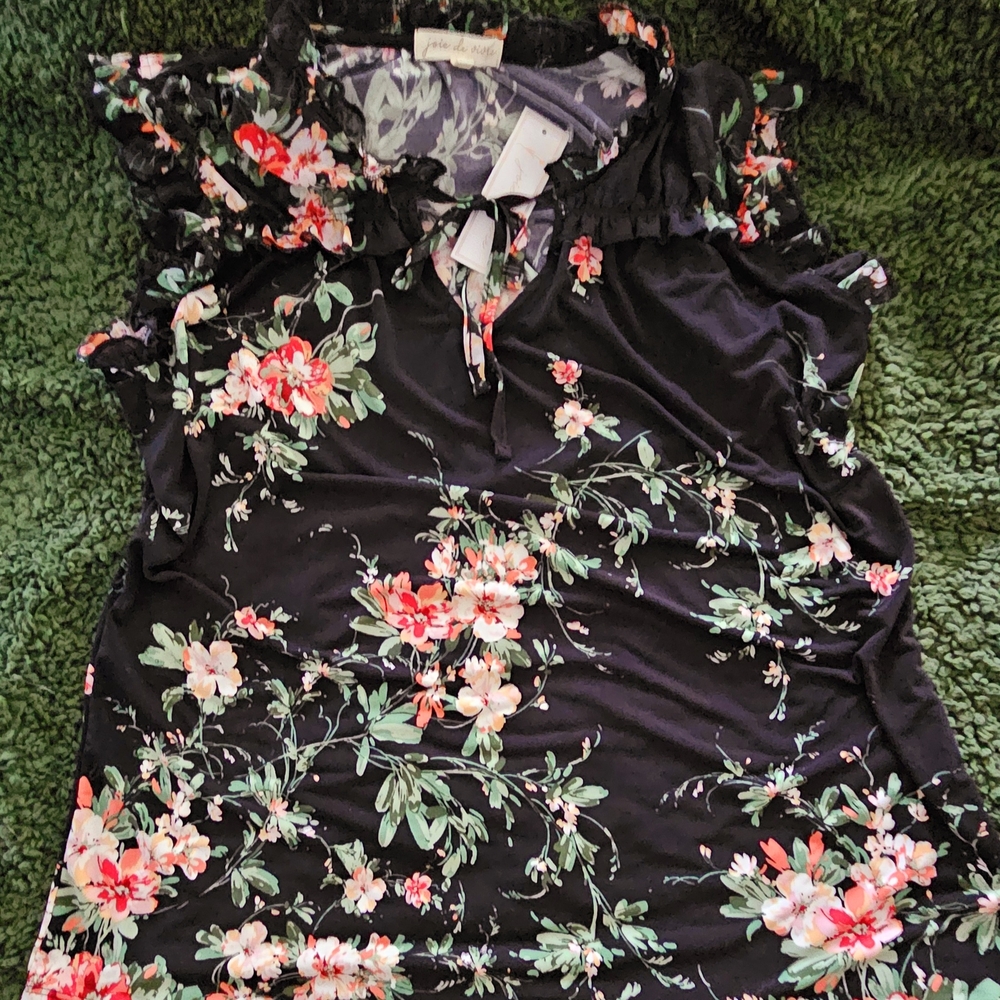Floral Black Top